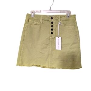 Just Black Pistachio Green Button-Front Women's Denim A‎ Line Skirt Size Medium